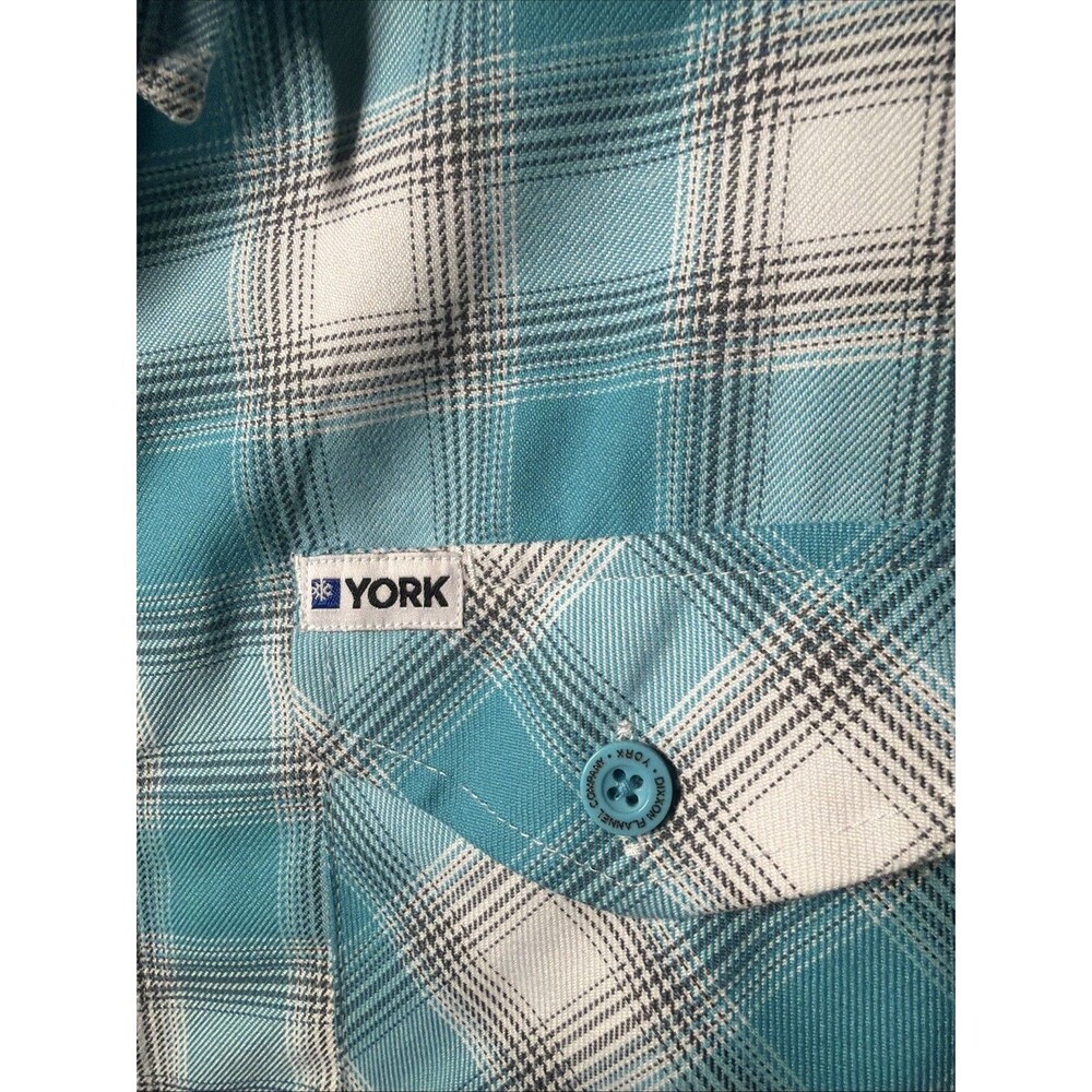 NWT Dixxon Flannel Shirt Men’s Large YORK Blue Plaid Button Up Long Sleeve - Picture 2 of 5